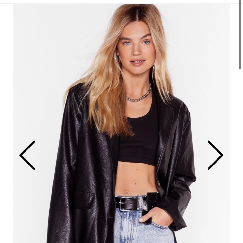 Nastygal Faux black leather blazer